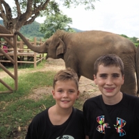 Three 11 year olds - Me, my buddy Finn, and the Asian Elephant