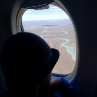 Flying into El Calafate and seeing signs of glaciers in the color of the river below.  Beautiful.