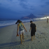 Brazil - city lit beach stroll